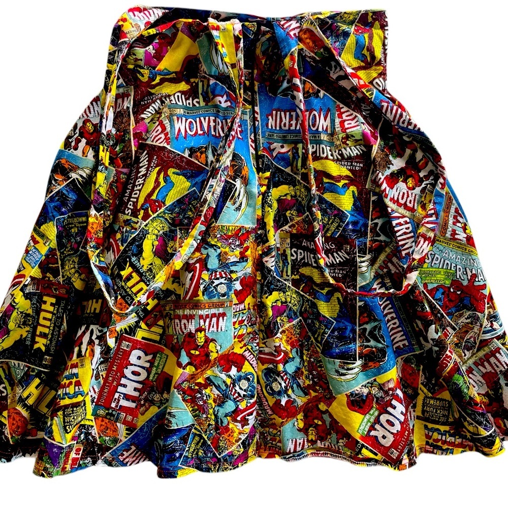 Handmade Marvel Avengers Comic Print A-line Skater Skirt Size Small